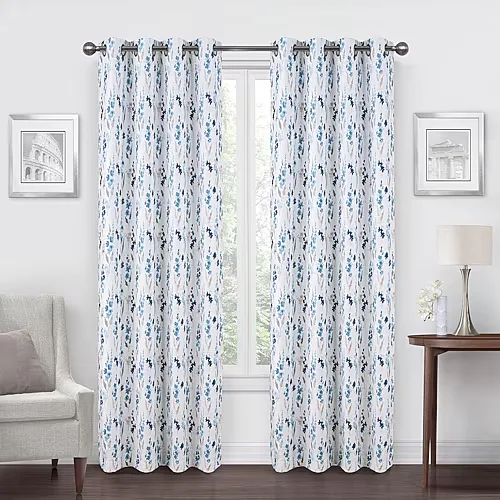 Regal Home Dimensions Leaf Grommet Top Energy Saving Blackout Single Curtain Panel, One Size, Blue