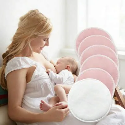 Reusable Nursing Pads Washable Breast Pads For Leaking Milk - Super Absorbent Nursing Pads Nursing Nipple Pads (Large 4.7")