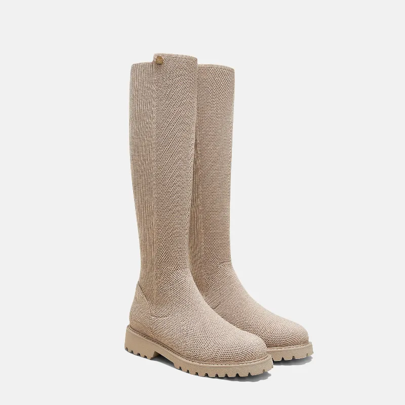 VIVAIA Round-Toe Stretchy Wool Knee-High Boots (Filipa)|WARM TAUPE|9-9.5