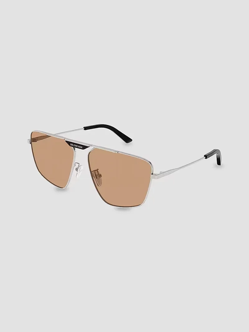 Balenciaga Men's Tag 2.0 61MM Pilot Sunglasses - Ruthenium Brown