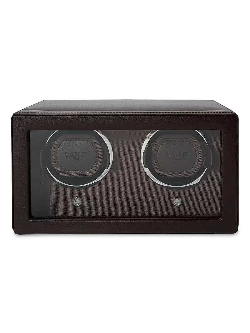 Wolf Cub Double Watch Winder With Cover - Brown