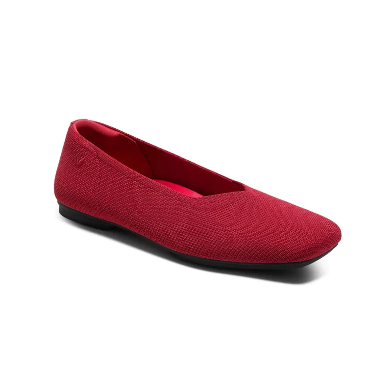Vivaia Women's Margot Square-Toe V-Cut Slip on Ballet Flats - Ruby red