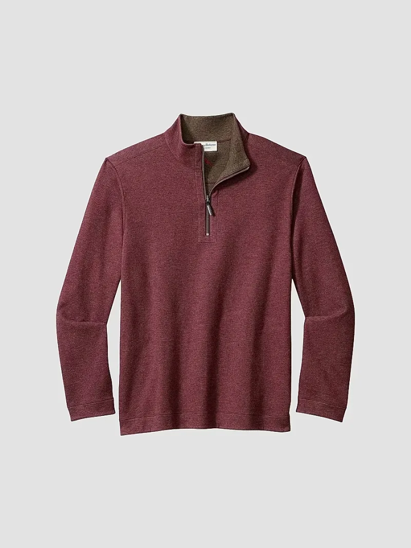 Men's Flipview Quarter-Zip Sweater - Pinot Noir Heather - Size Small