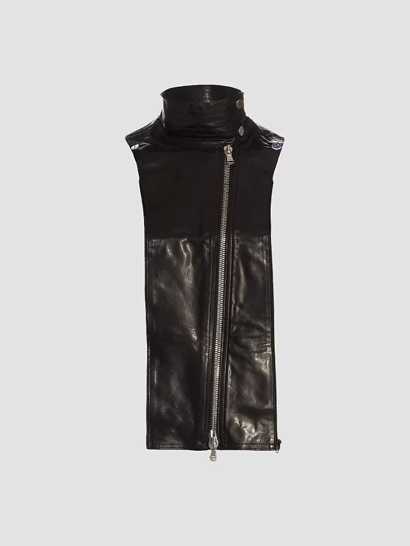 Veronica Beard Women's Moto Leather Dickey - Black