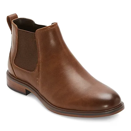 St. John's Bay Mens Rutland Flat Heel Chelsea Boots, 10 1/2 Medium, Brown