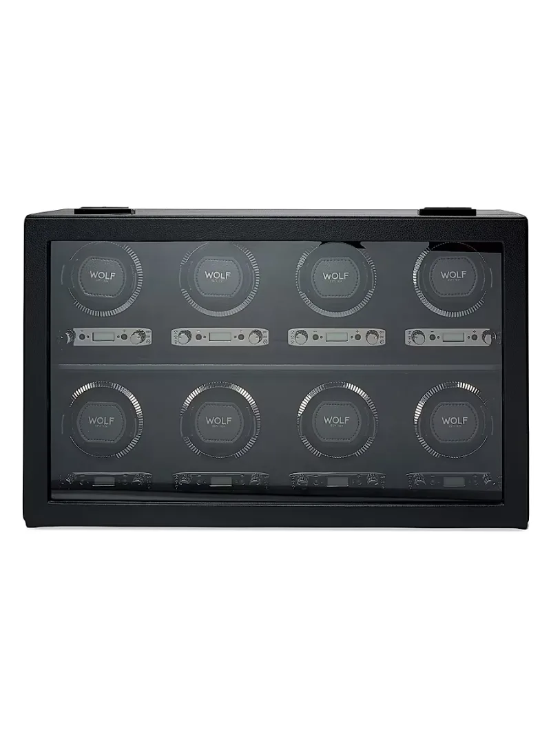 Wolf British Racing Green 8-Piece Watch Winder - Black