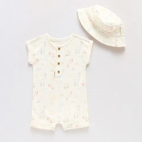 Proudly Baby Unisex Short Sleeve 2-pc. Romper, 9 Months, White
