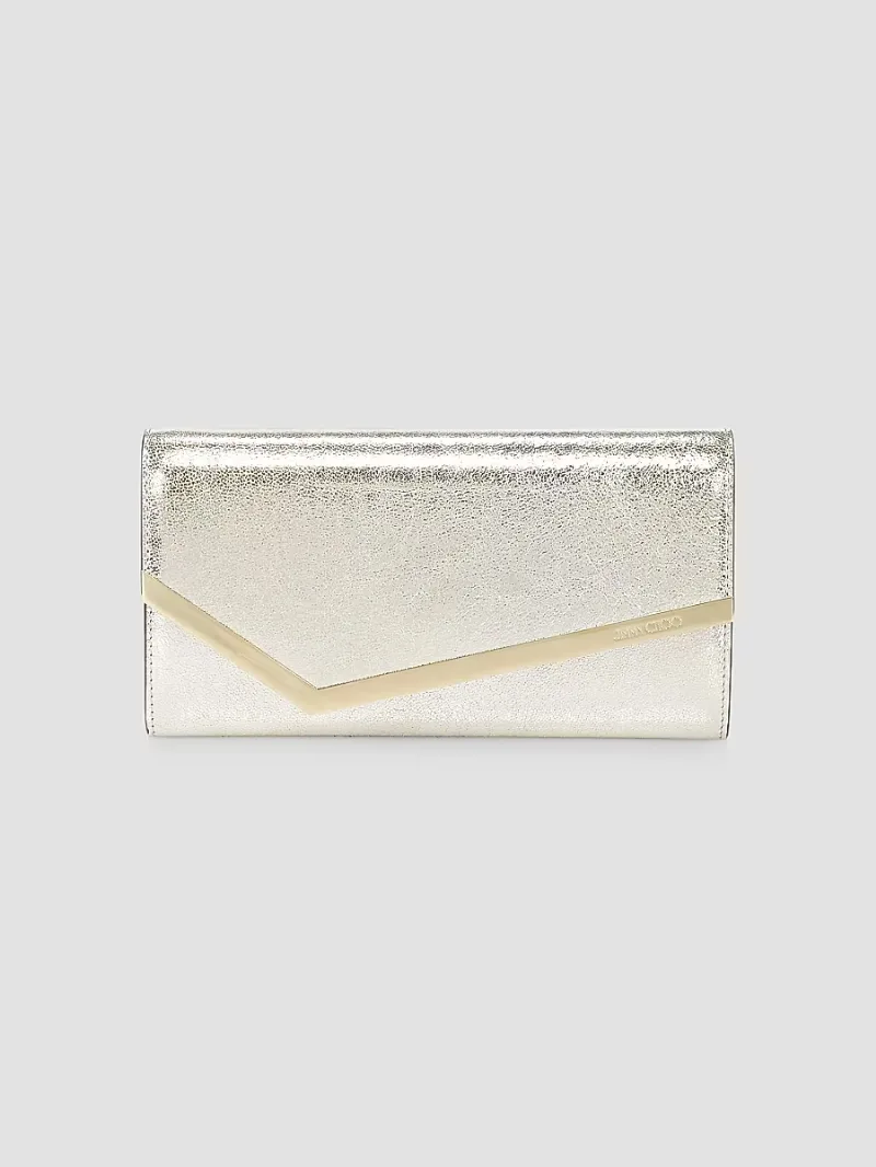 Jimmy Choo Women's Emmie Glitter Leather Clutch-On-Chain - Champagne