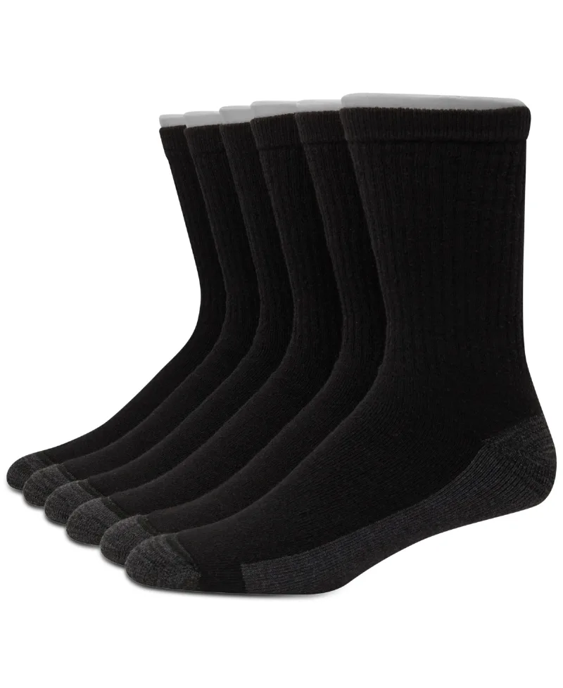 Hanes Men's 6-Pk. Ultimate Xtemp Ultra Cushion Crew Socks - Black