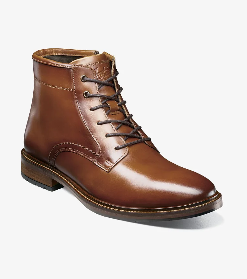 Florsheim Shoes Forge Plain Toe Lace Up Boot Cognac Size 7