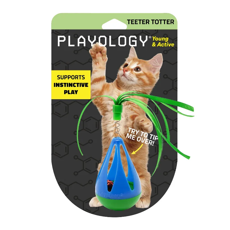 Playology Wobbler With Feather Cat Toy in Blue | PetSmart