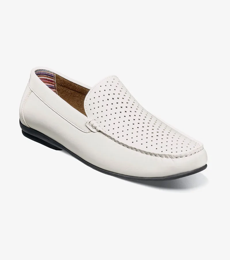 Stacy Adams Shoes Conroy Moc Toe Perf Slip On White Size 9.5