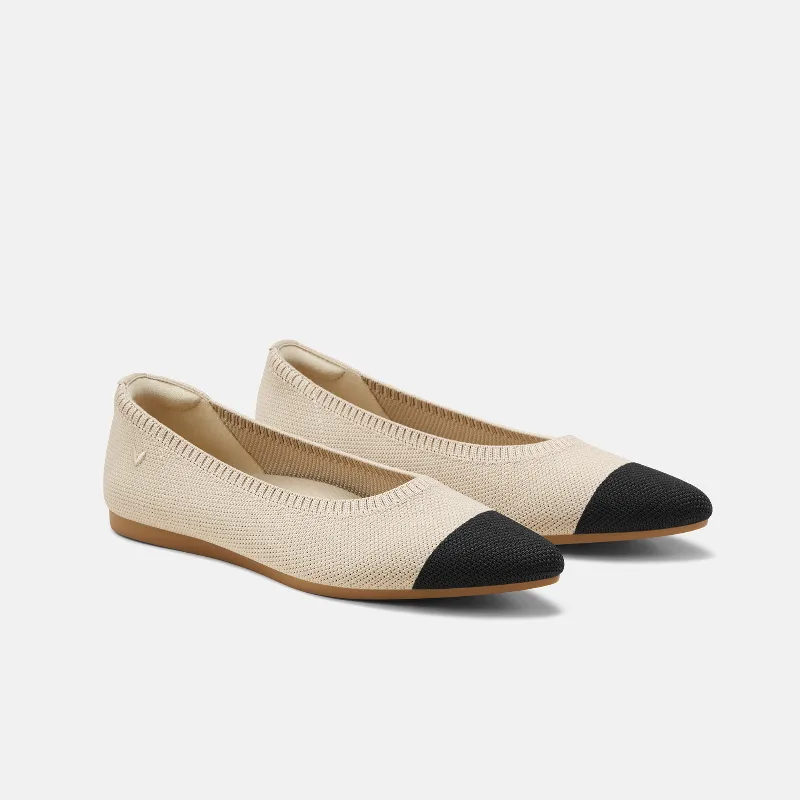 VIVAIA Pointed-Toe Ballet Flats (Aria 5°)|ALMOND & BLACK|US 5.5