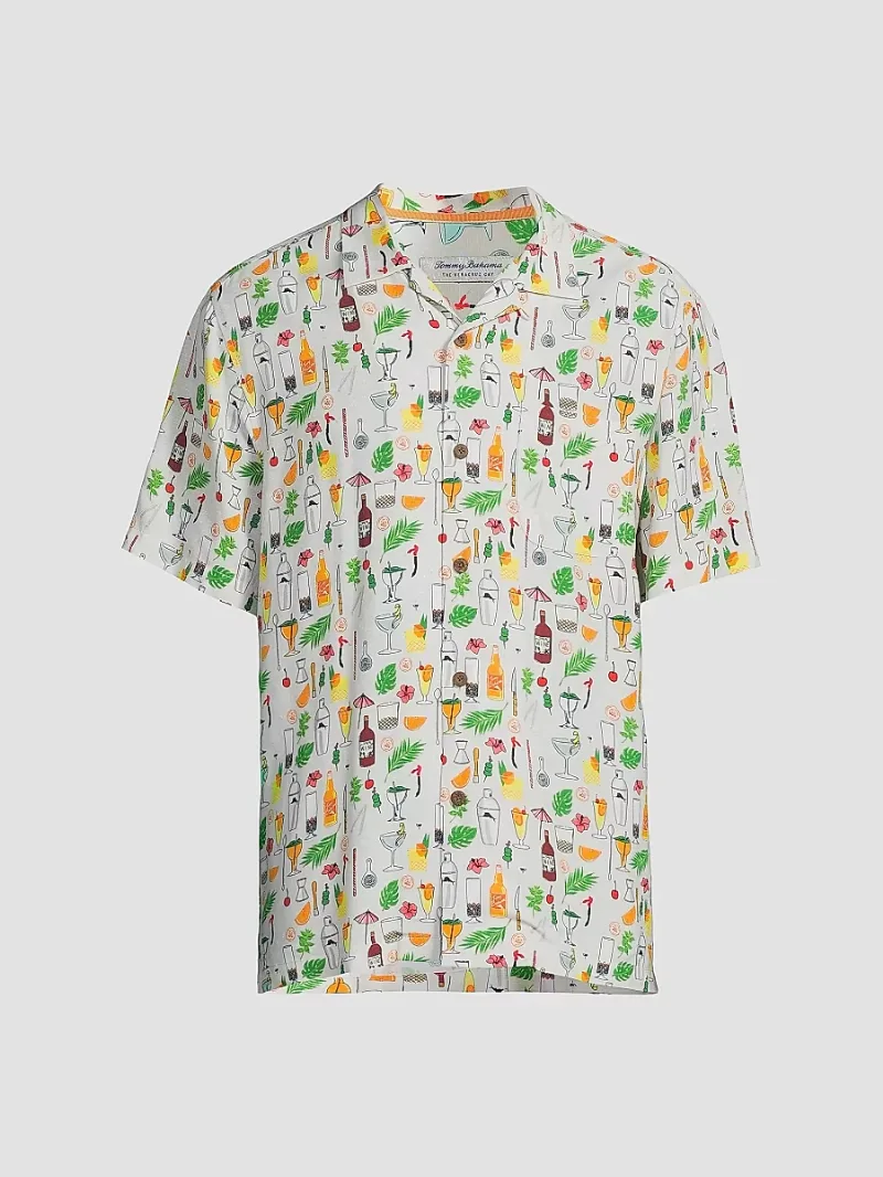 Tommy Bahama Men's Veracruz Cay Lemon Lounge Shirt - Foggy Dew - Size Small