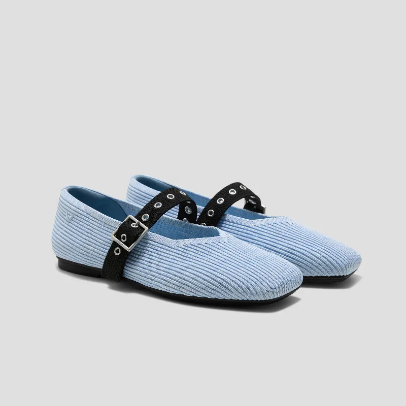 VIVAIA Square-Toe Margot Mary Jane 3.0 (Myriel)|BABY BLUE METALLIC/BLACK|5.5-6