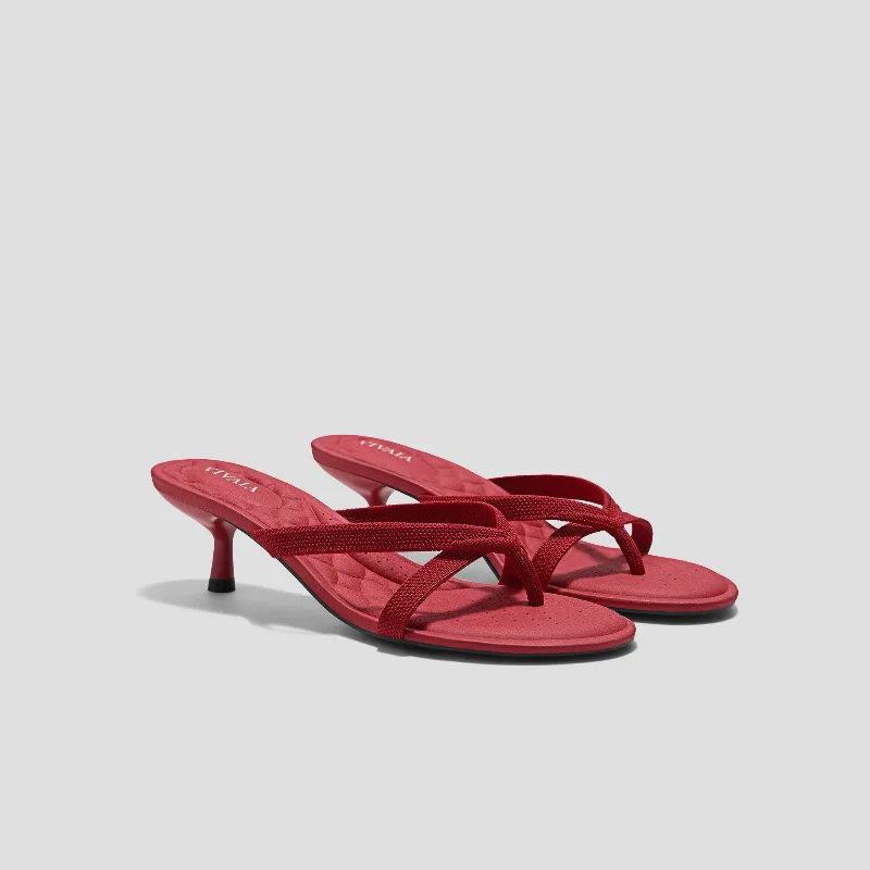 VIVAIA Round-Toe Kitten-Heel Sandals (Emeline)|RUBY  RED|US 11