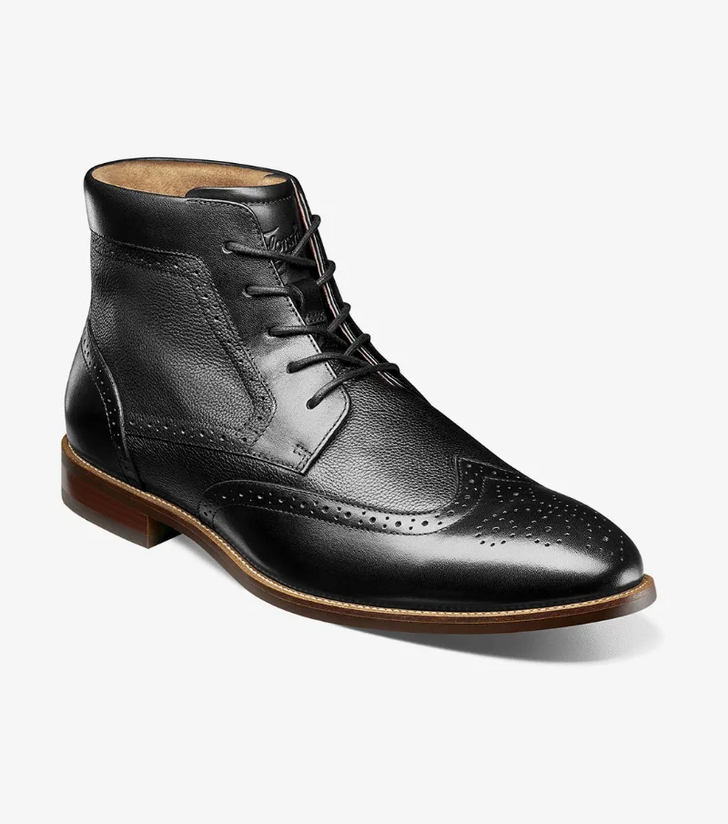 Florsheim Shoes Rucci Wingtip Lace Up Boot Black Size 8