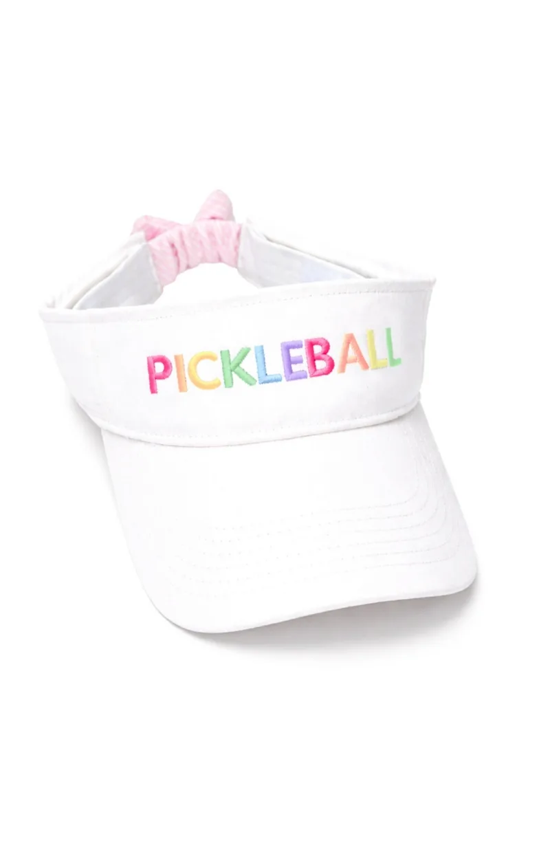 Bits & Bows Girls Little/Big Pickleball Bow Visor - White