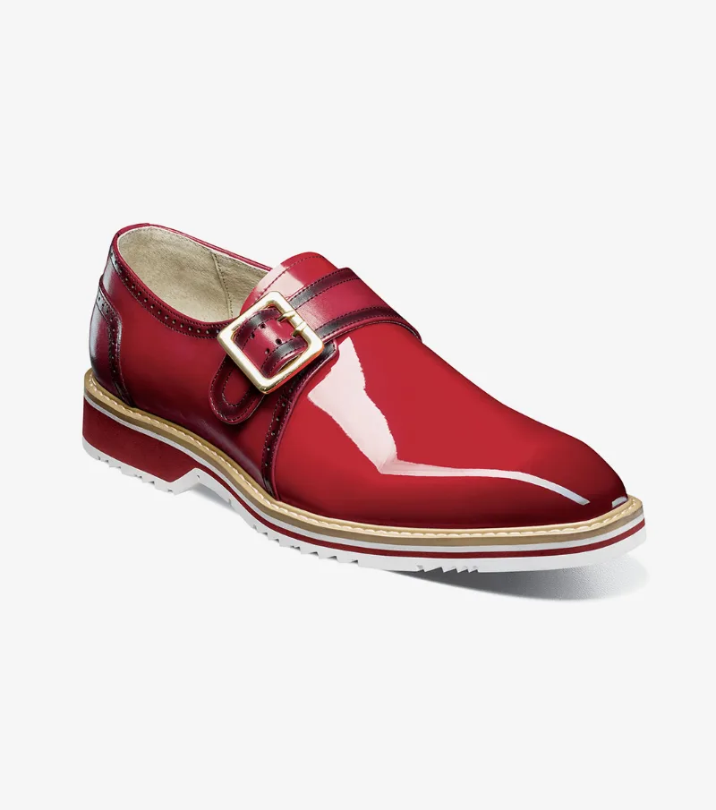 Stacy Adams Shoes Bartram Plain Toe Monk Strap Red Size 8