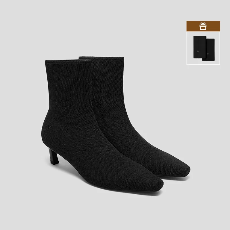 VIVAIA 2-in-1 Detachable Mid Heel Boots (Rita)|BLACK|US 11
