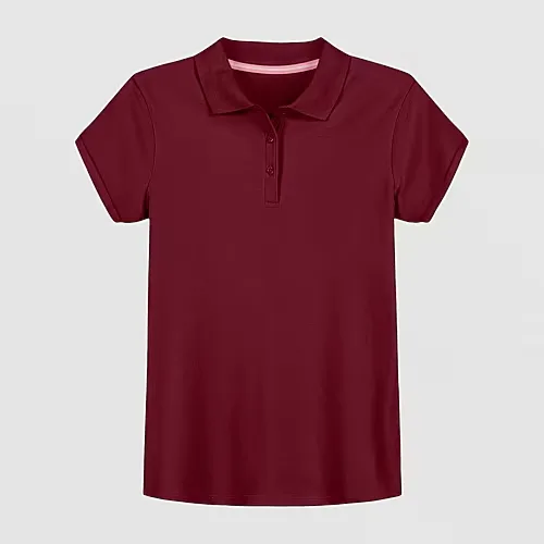 IZOD Little & Big Kid Girls Short Sleeve Regular Fit Polo Shirt, 18.5 Plus, Red