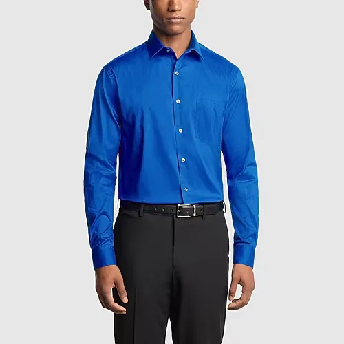 Van Heusen Everyday Defense Stain Shield Mens Regular Fit Stretch Fabric Wrinkle Free Long Sleeve Dress Shirt, 18-18.5 34-35, Blue