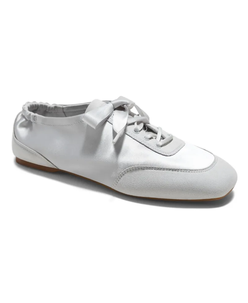 Vivaia Women's Cristina Square-Toe Lace-Up Satin Sneakerina - Grey silver