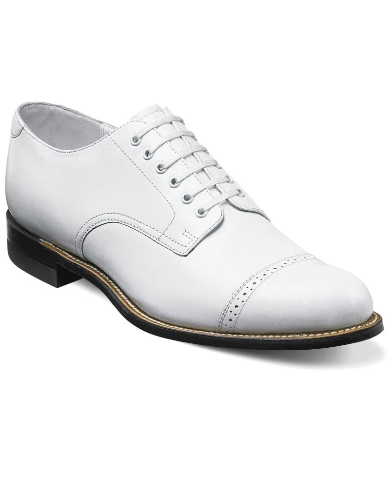 Stacy Adams Men's Madison Cap Toe Oxford - White