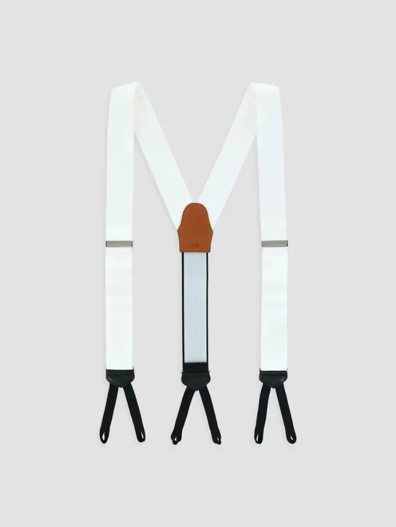 Men Monte Bello Silk Suspenders - White