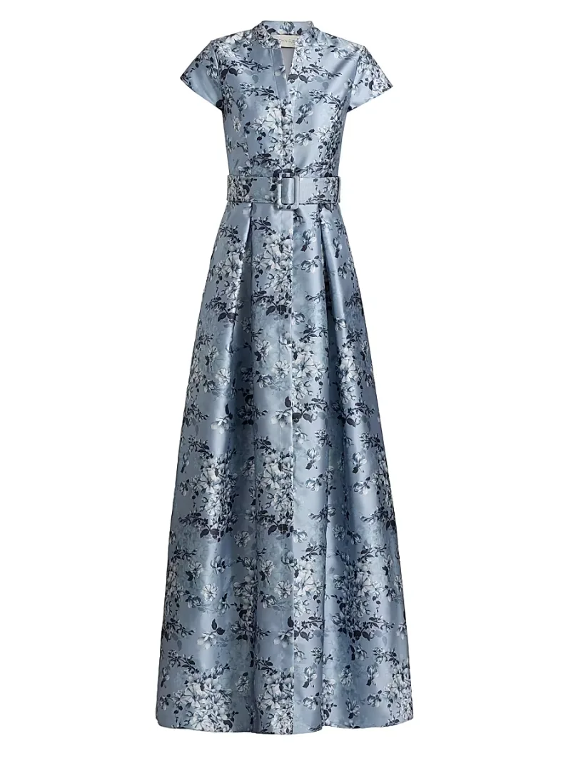 SACHIN BABI Women's Marta Floral Mikdao Gown - Iced Cherry Blossom - Size 2
