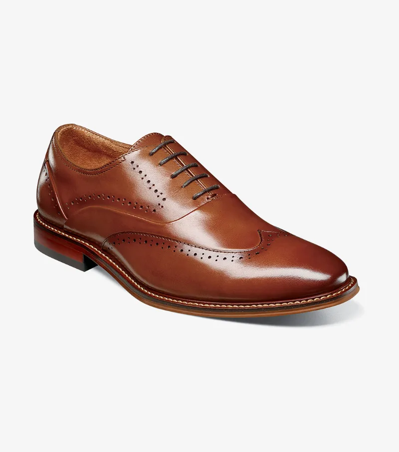 Stacy Adams Shoes Macarthur Wingtip Oxford Cognac Size 10.5