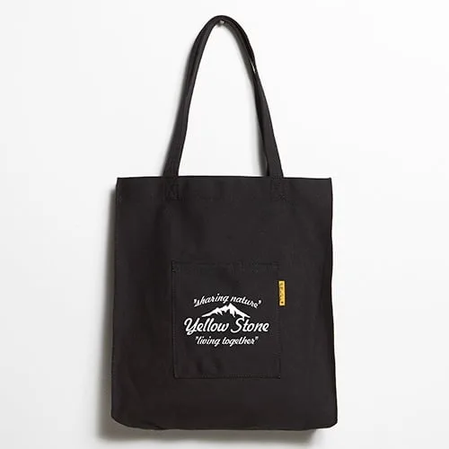 YELLOWSTONE - Mountain Logo Canvas Eco Bag Black