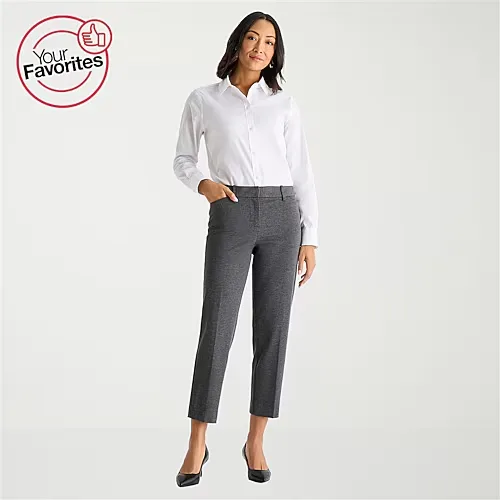 Liz Claiborne Emma Ponte Womens Straight Mid Rise Ankle Pant, 14, Gray