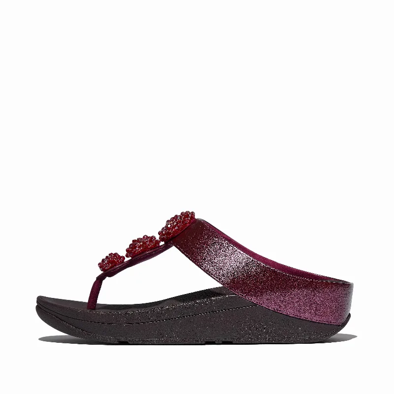 FINO Beadie-Button Metallic Toe-Post Sandals
