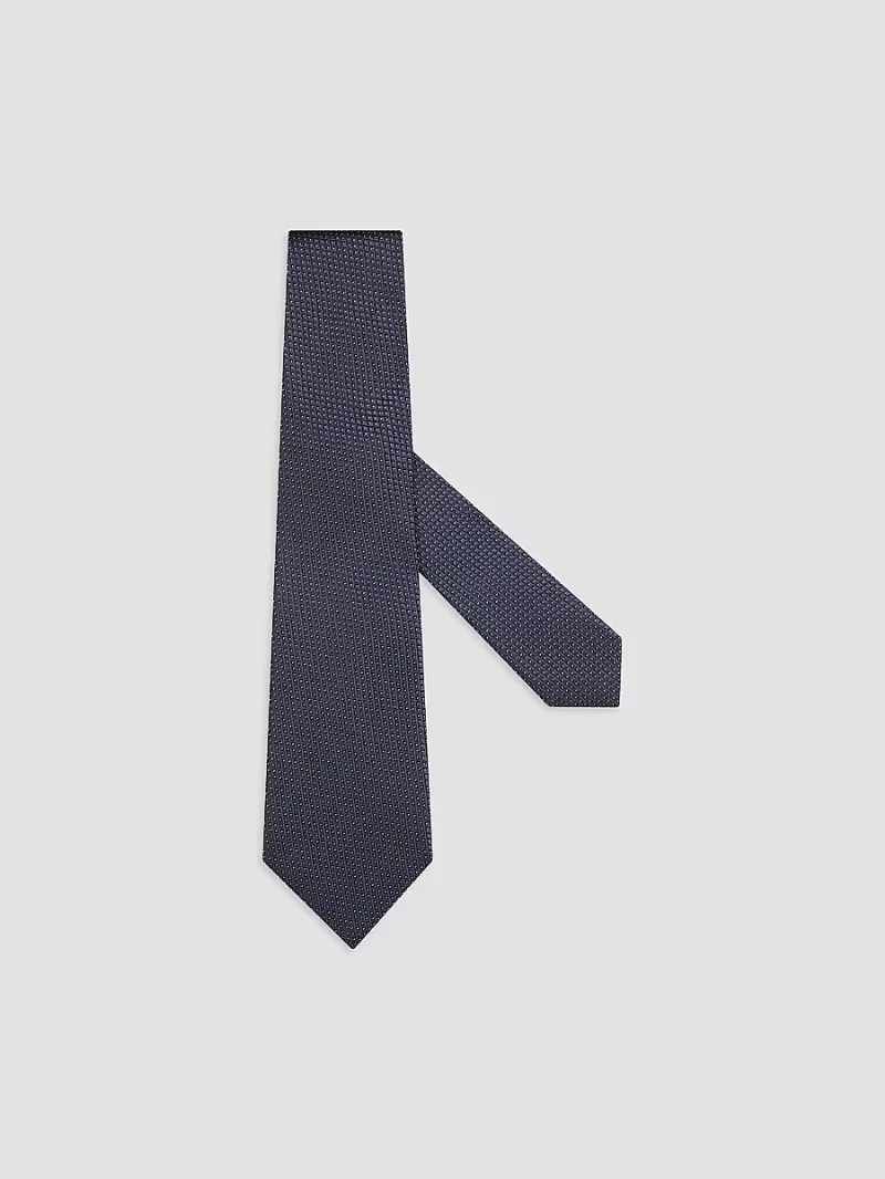 ZEGNA Men's Silk Tie - Navy Blue