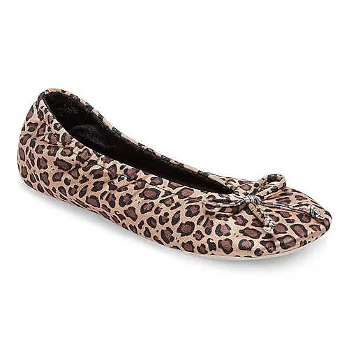 Isotoner Satin Womens Ballerina Slippers, X-large, Beige