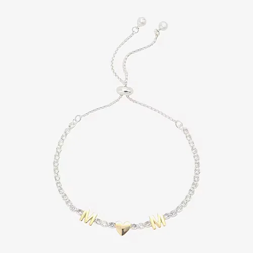 Footnotes Mom Womens Cubic Zirconia 14K Gold Over Brass Heart Bolo Bracelet, One Size, Multiple Colors