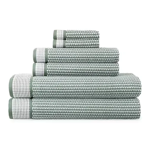 Linden Street Textured Geometric Bath Towel, One Size, Green