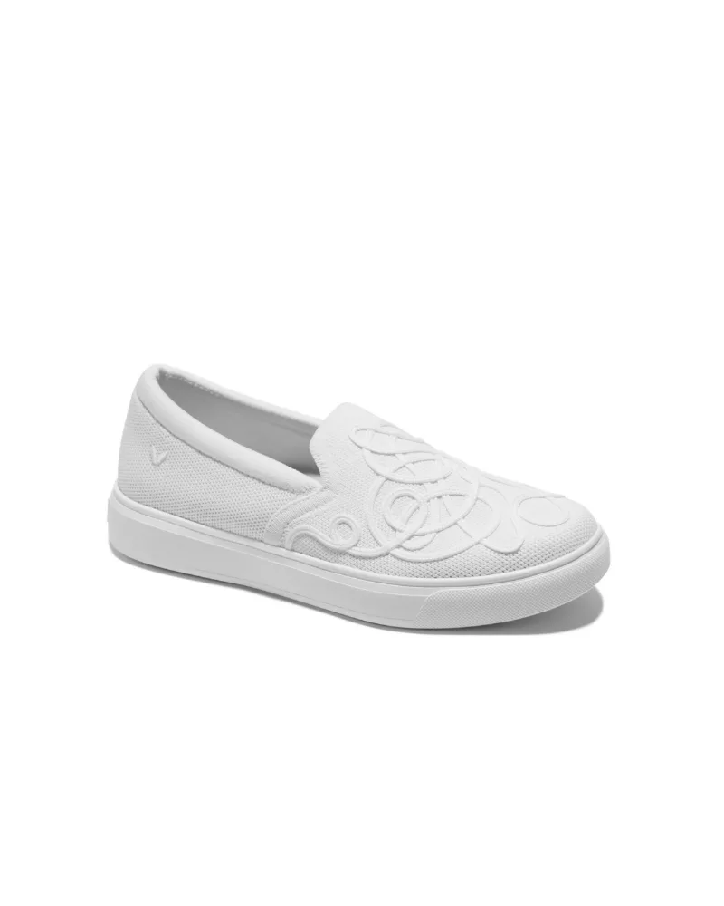 Vivaia Women's V-Tune Round Toe Classic Slip-On Unisex Sneakers - White