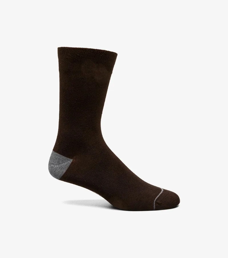 Florsheim Shoes Bamboo Flat Men's Crew Dress Socks Brown Size L