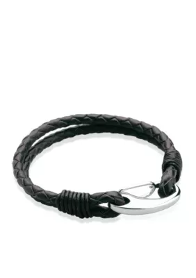 Belk & Co Men's Stainless Steel and Leather Bracelet