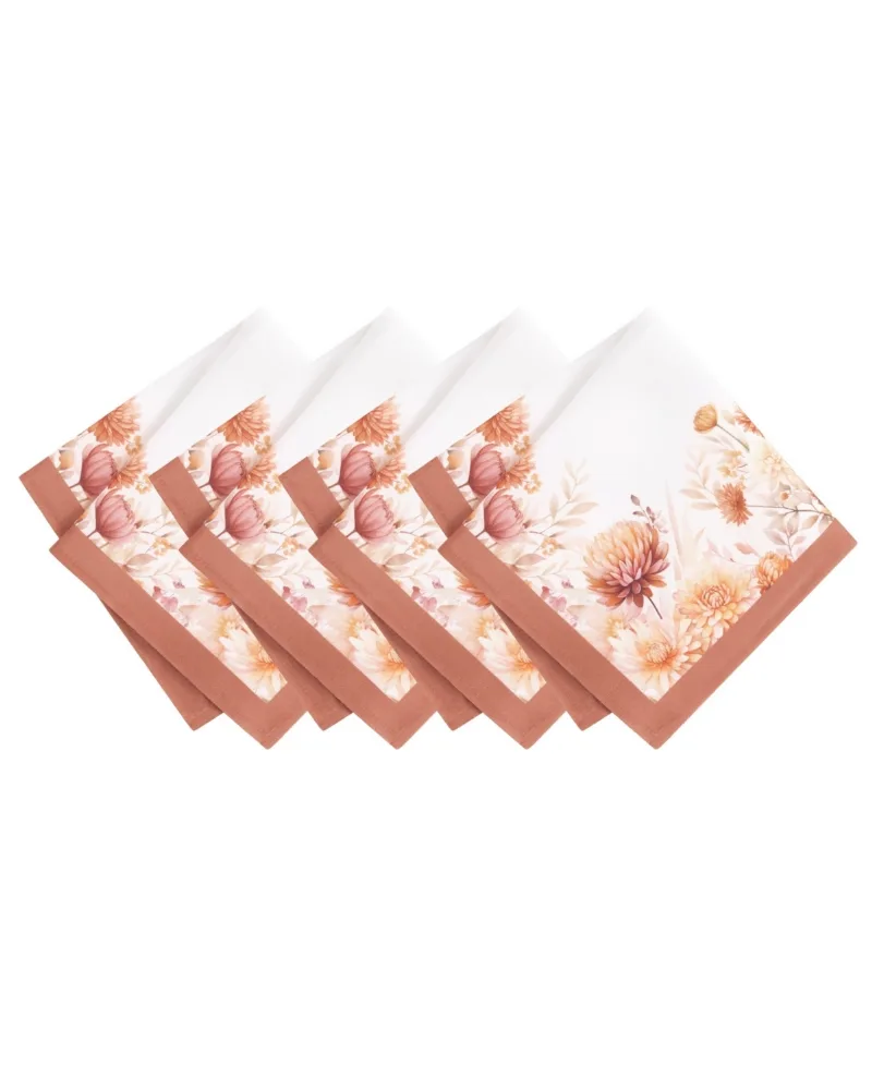 Elrene Autumn Blooms Napkins 17" x 17", Set of 4 - Multi