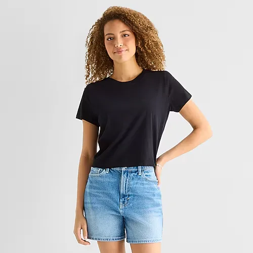 A.N.A Womens Crew Neck Short Sleeve T-Shirt, Small, Black