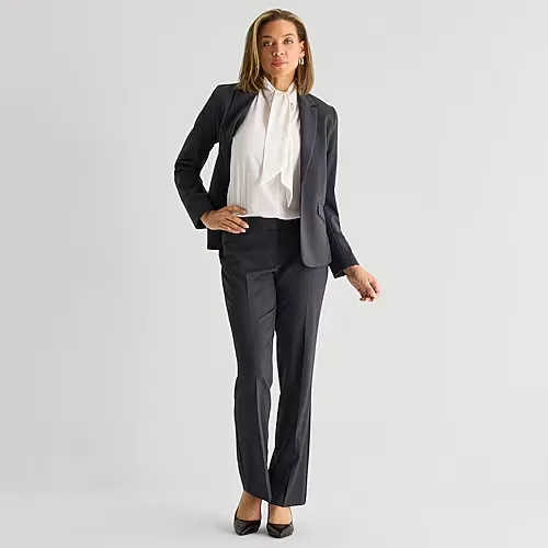 Liz Claiborne Audra Curvy Womens Straight Mid Rise Trouser, 8, Gray