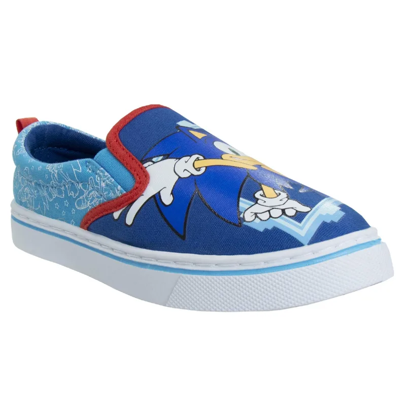 Sonic The Hedgehog Little Boys Slip On Canvas Sneakers Comfort Fit Casual Wear - Blue