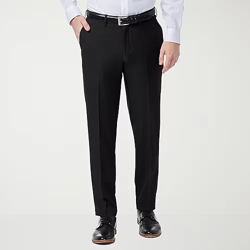Haggar Premium Comfort Mens Slim Fit Dress Flat Front Pant, 30 32, Black