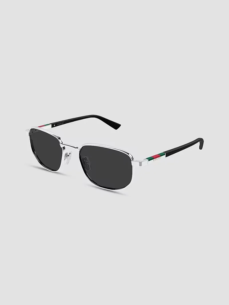 Gucci Men's Subtle Web Sporty 54MM Rectangular Sunglasses - Silver Black