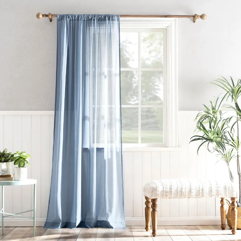 100% Cotton Sheer Curtain - Denim blue