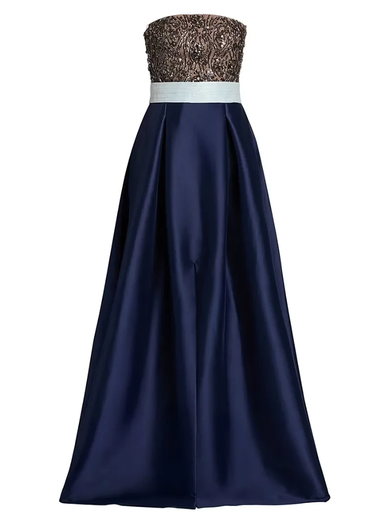 SACHIN BABI Women's Colette Strapless Embellished Gown - Silver Midnight - Size 6