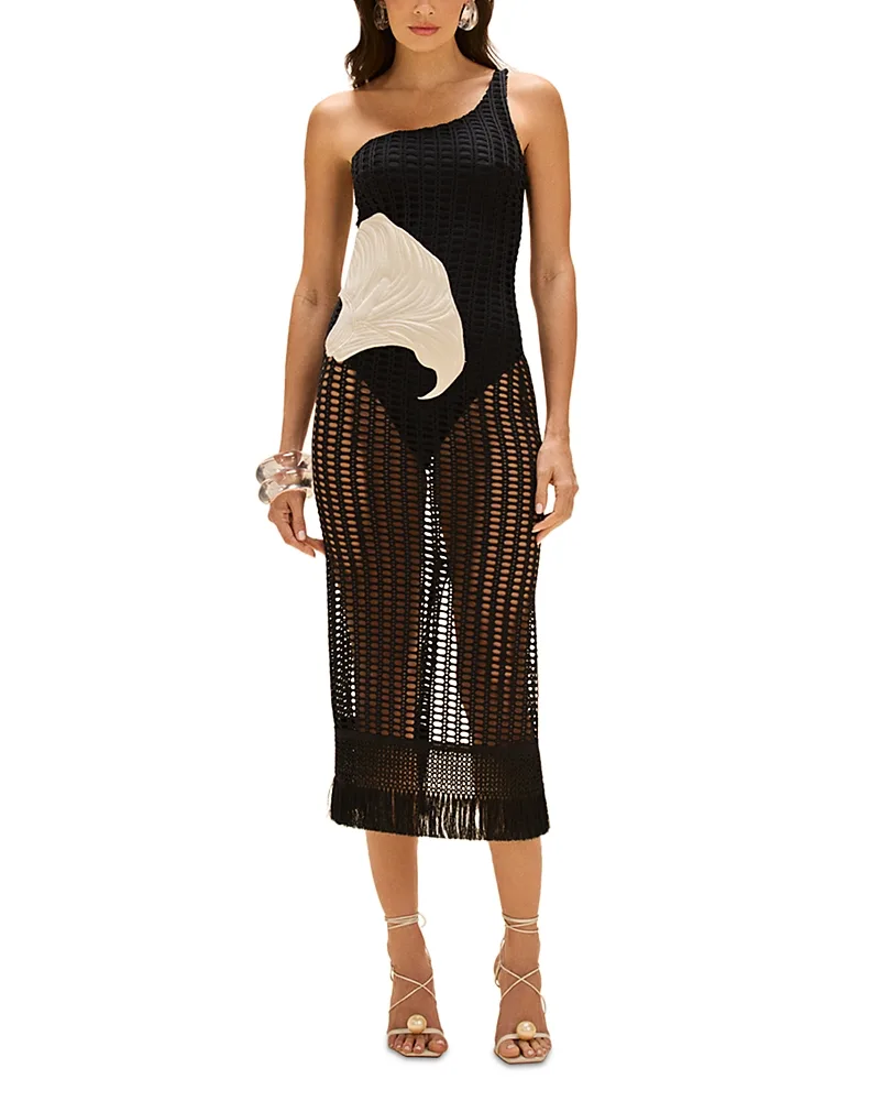 PatBO Selene Mesh Beach Cover Up Midi Dress
